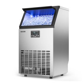 Commercial Ice Maker Machine with Pump, 100 lbs/24h with 26 lbs Storage Capacity, Built-in/Freestanding/Under Counter