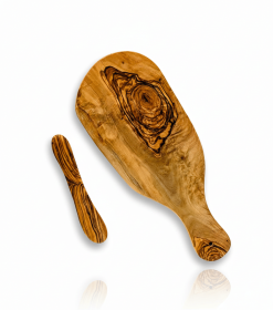 Mediterranean Olive Wood Bread and Butter Serving Board Set with Handcrafted Wooden Knife