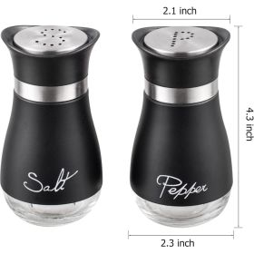 Salt And Pepper Shakers Set - Salt Containers For Gifts, Kitchen Decor, Home, RV, Camp, BBQ, 4 Oz Farmhouse Spice Dispenser With Glass Bottom, Se (Option: BLACK)
