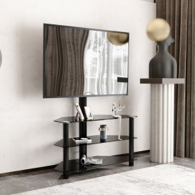 35.4 Inch Black Multi-function TV Stand Height Adjustable Bracket Swivel 3-Tier (Option: BLACK)